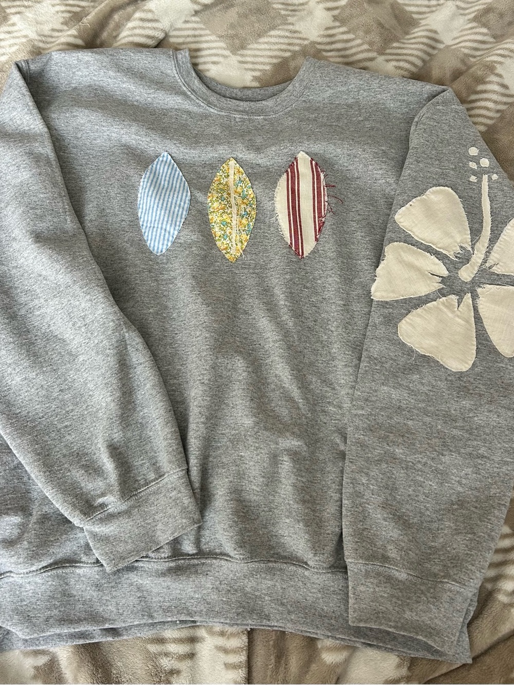 handmade Upcycled Floral Patchwork Crewneck Sweatshirt